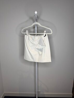 White Ruffle Detail Mini Skirt